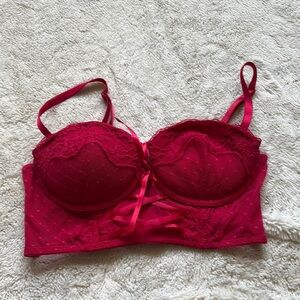 H&M Red Lace Balconette Bra – Size 34A | Pre-Loved | Feminine & Flirty